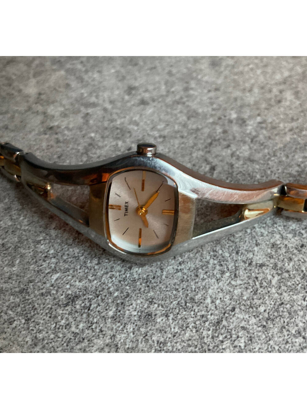 Timex Womens Watch Two Tone Case and Band With Silver Dial D3